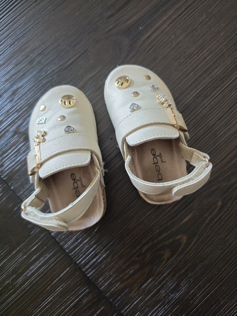 bebe Kids Cream Embellished Mary Jane Sandals
